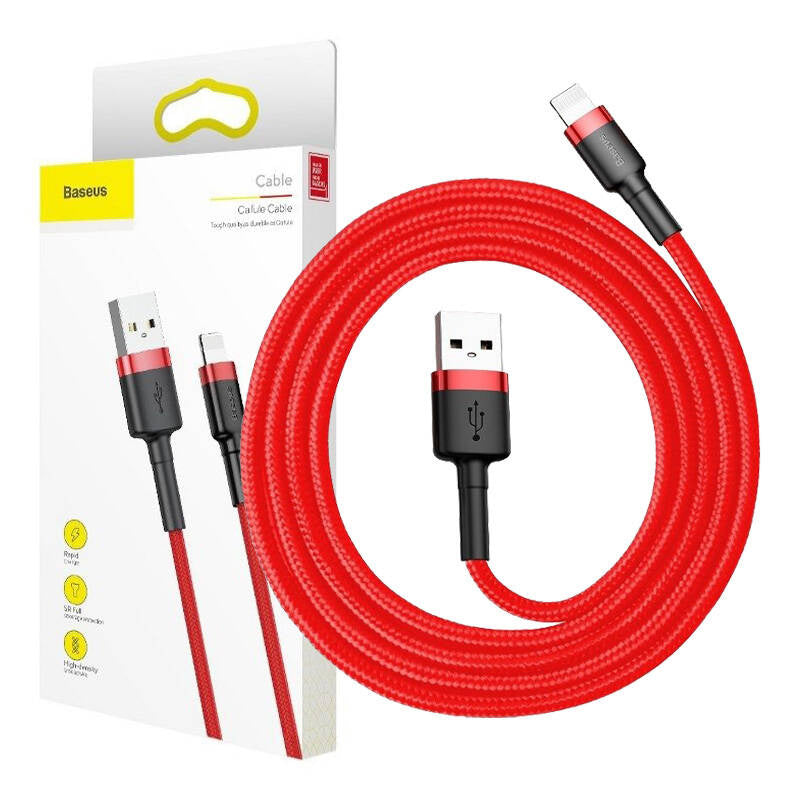 Baseus Καλώδιο USB σε Lightning Cafule 2.4A 1m (Μαύρο/Κόκκινο)