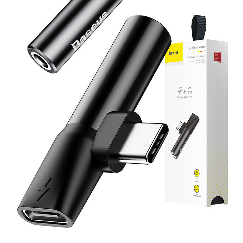 Baseus Μετατροπέας Ήχου USB-C σε Mini Jack 3.5mm + USB-C (Μαύρο)