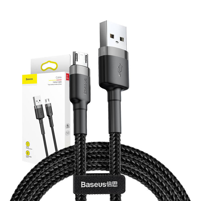 Baseus Καλώδιο MicroUSB Cafule 2.4A 0.5m (Μαύρο/Γκρι)