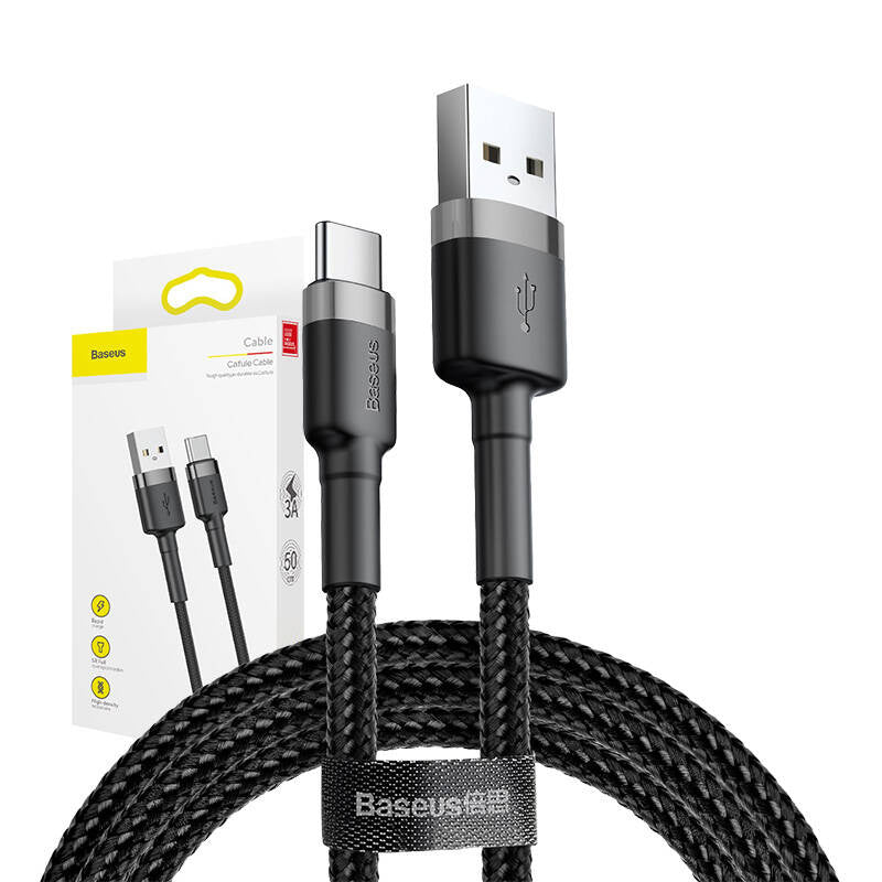 Baseus Καλώδιο USB-C Cafule 3A 0.5m (Γκρι/Μαύρο)