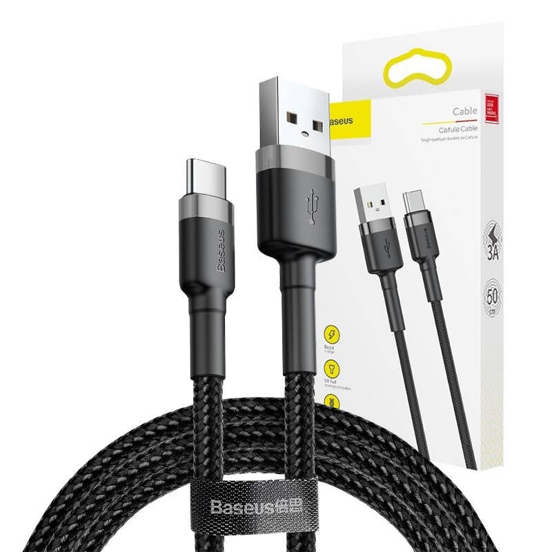 Baseus Καλώδιο Cafule USB-C 3A 1m (Γκρι & Μαύρο)
