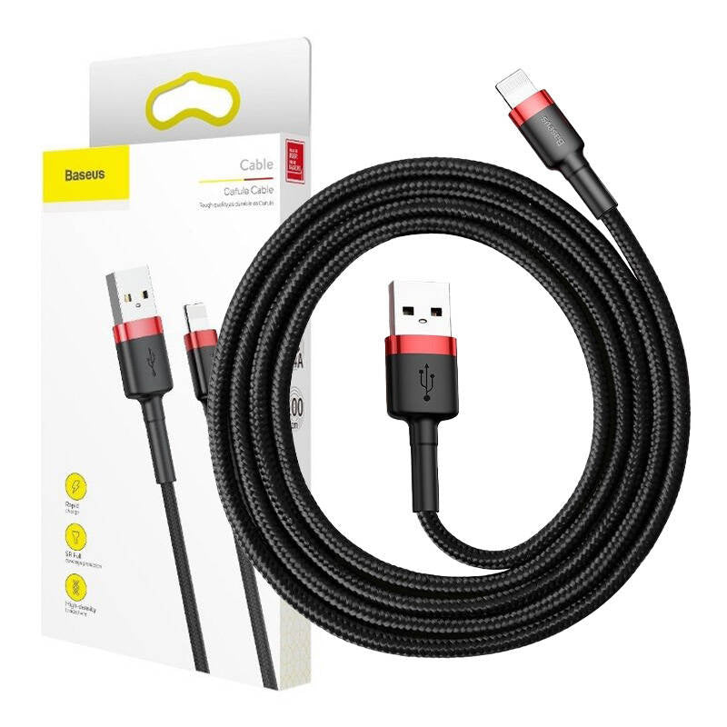 Baseus Καλώδιο USB σε Lightning Cafule 2.4A 1m (Κόκκινο/Μαύρο)