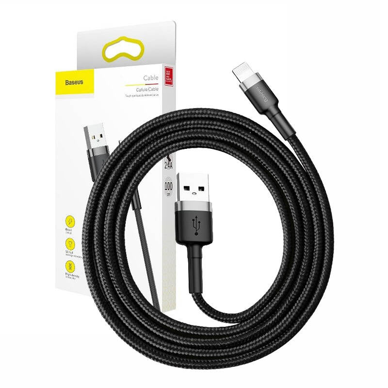 Baseus Καλώδιο USB σε Lightning Cafule 2.4A 0.5m (Γκρι/Μαύρο)