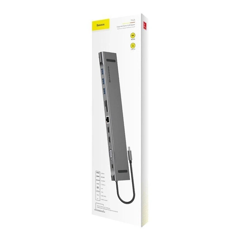 Baseus Docking Station (PD/HD4K*2/VGA/RJ45/SD/TF/USB*3/Audio*1/Stand) Enjoyment Series (Γκρι)