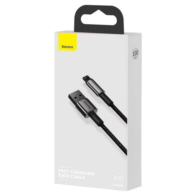 Baseus Καλώδιο USB σε Lightning Tungsten Gold 2.4A 1m (Μαύρο)