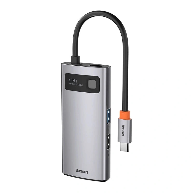 Baseus Docking Station 4σε1 Metal Gleam Series, USB-C σε USB 3.0 + USB 2.0 + HDMI + USB-C PD (Ασημί)