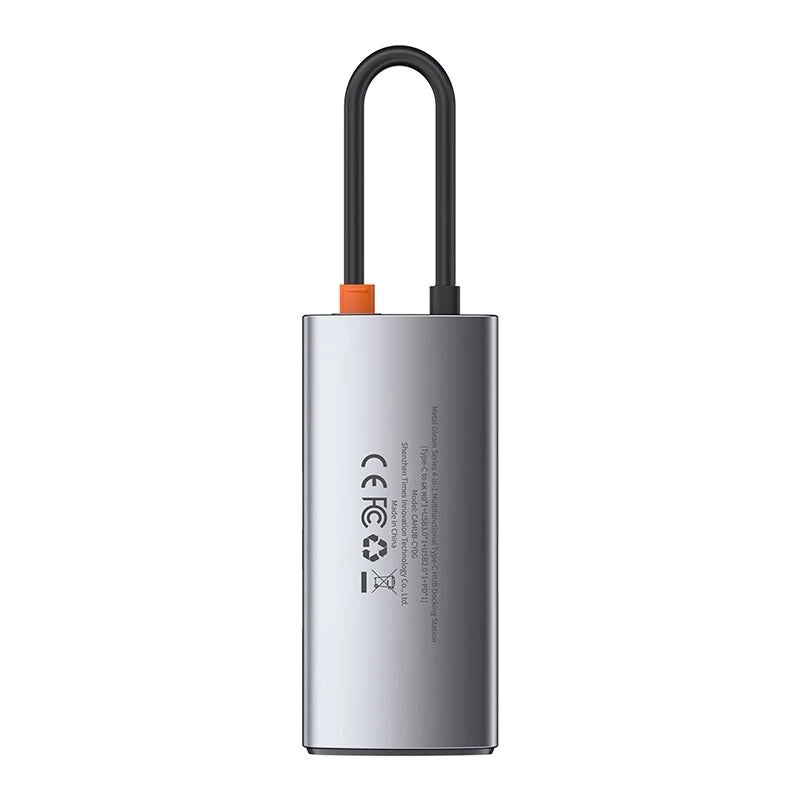 Baseus Docking Station 4σε1 Metal Gleam Series, USB-C σε USB 3.0 + USB 2.0 + HDMI + USB-C PD (Ασημί)