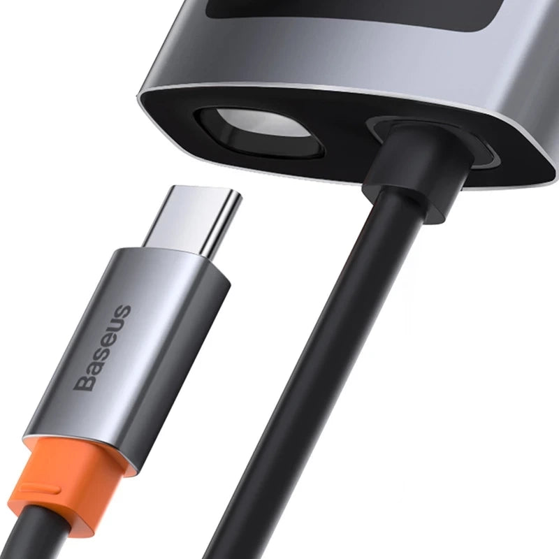 Baseus Docking Station 4σε1 Metal Gleam Series, USB-C σε USB 3.0 + USB 2.0 + HDMI + USB-C PD (Ασημί)