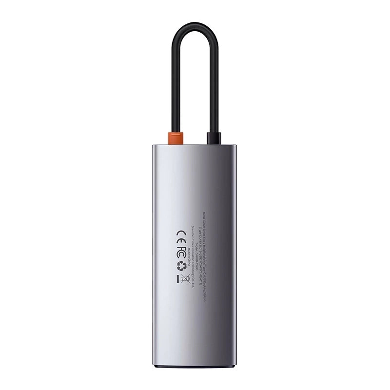 Baseus Docking Station 5σε1 Metal Gleam Series, USB-C σε 3xUSB 3.0 + HDMI + USB-C PD (Ασημί)