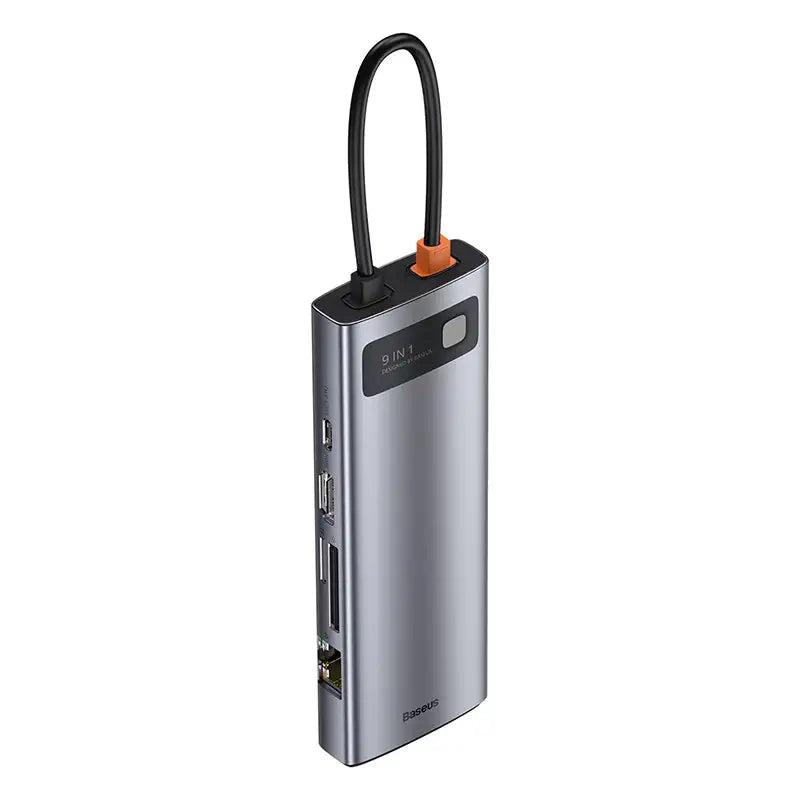 Baseus Docking Station 9σε1 Metal Gleam Series, USB-C σε 3xUSB 3.0 + HDMI + USB-C PD + Ethernet RJ45 + MicroSD/SD + VGA (Ασημί)