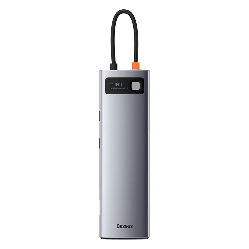 Baseus Docking Station 11in1 Metal Gleam Series, USB-C σε 3xUSB 3.0 + 2xHDMI + USB-C PD + Ethernet RJ45 + microSD/SD + VGA + AUX (Ασημί)