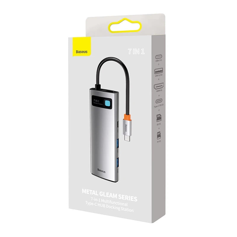 Baseus Docking Station 7σε1 USB-C σε 2xUSB 3.0 + HDMI + USB-C PD (Ασημί)