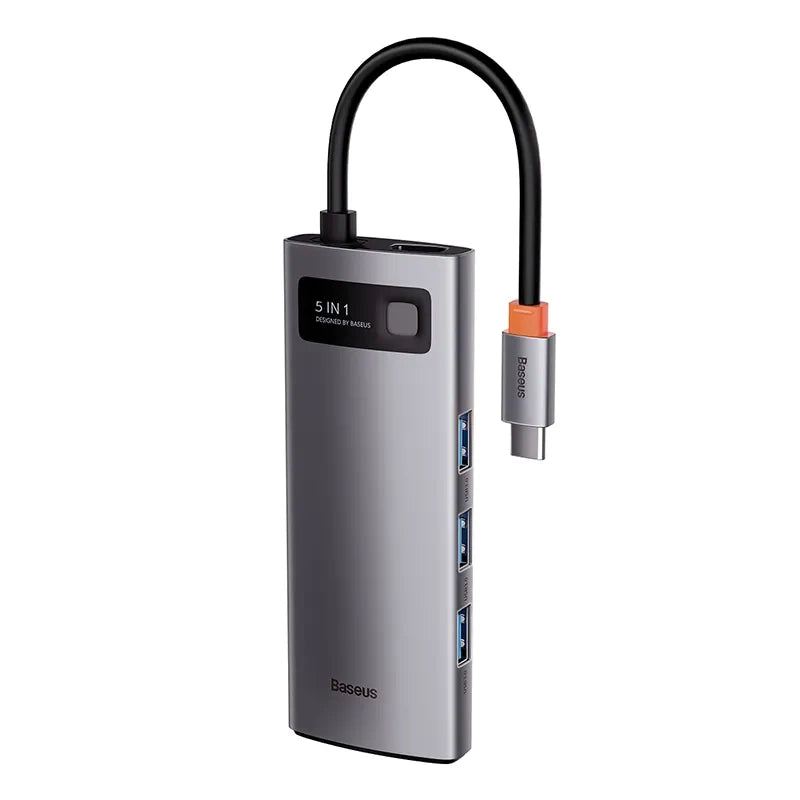 Baseus Docking Station 5σε1 USB-C σε 3x USB 3.0 + HDMI + USB-C PD (Ασημί)
