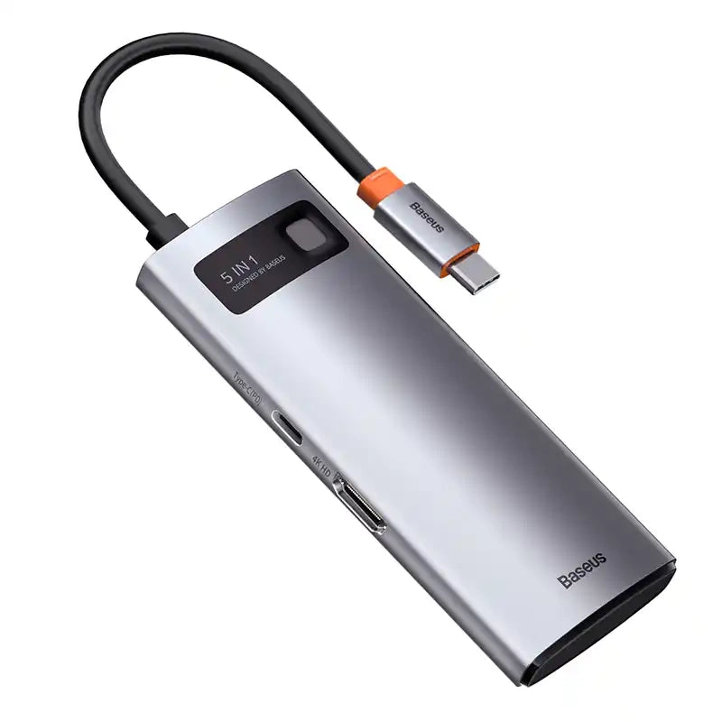 Baseus Docking Station 5σε1 USB-C σε 3x USB 3.0 + HDMI + USB-C PD (Ασημί)