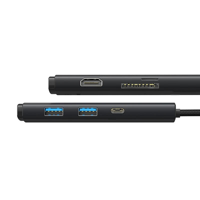 Baseus Docking Station 6σε1 USB-C σε 2xUSB 3.0 + USB-C PD + HDMI + SD/TF Lite Series (Μαύρο)