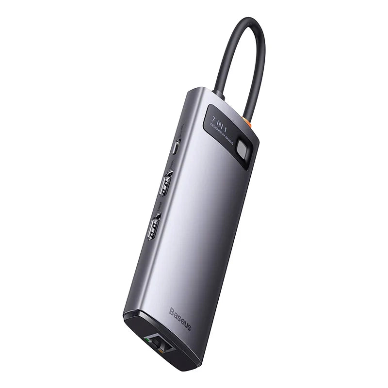 Baseus Docking Station 7σε1 Metal Gleam Series,USB-C σε 3xUSB 3.0 + 2xHDMI + USB-C PD + Ethernet RJ45 (Ασημί)