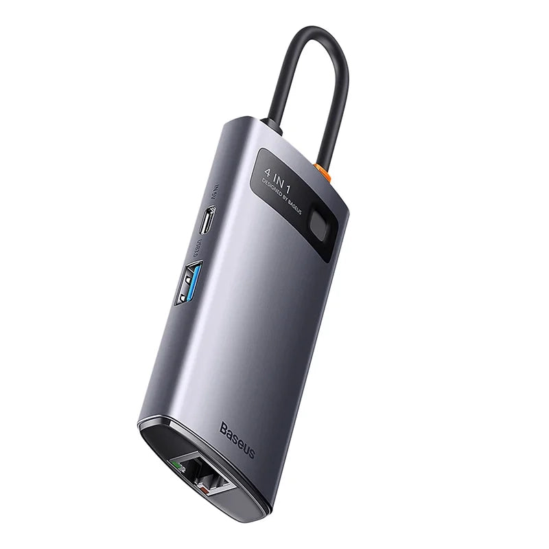 Baseus Docking Station 4σε1 Metal Gleam Series, USB-C σε 3xUSB 3.0 + Ethernet RJ45 (Γκρι)
