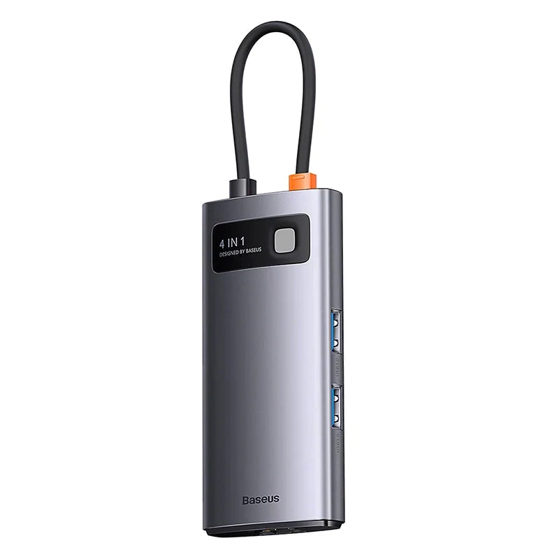 Baseus Docking Station 4σε1 Metal Gleam Series, USB-C σε 3xUSB 3.0 + Ethernet RJ45 (Γκρι)