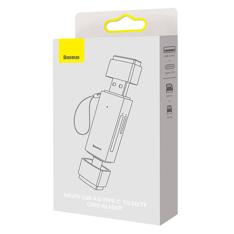 Baseus Συσκευή Ανάγνωσης Καρτών Μνήμης SD/TF, USB + USB-C Lite Series (Γκρι)