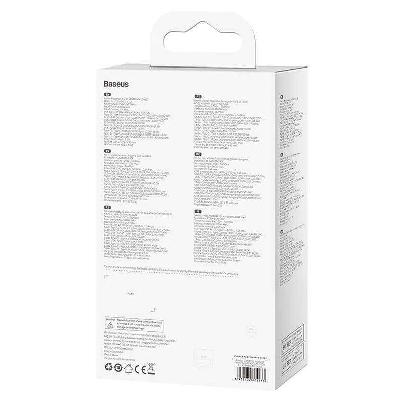 Baseus Φορτιστής/Πολύπριζο GaN3 Pro 2xUSB + 2xUSB-C + AC, 100W (Μαύρο)