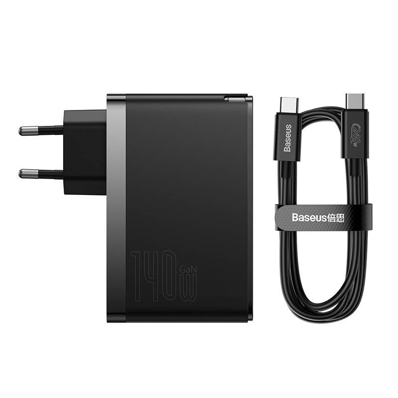 Baseus Φορτιστής GaN5 Pro 2xUSB-C + USB 140W (Μαύρο)