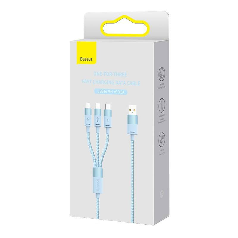 Baseus Καλώδιο USB 3σε1 StarSpeed Series, USB-C + MicroUSB + Lightning 3.5A, 1.2m (Γαλάζιο)