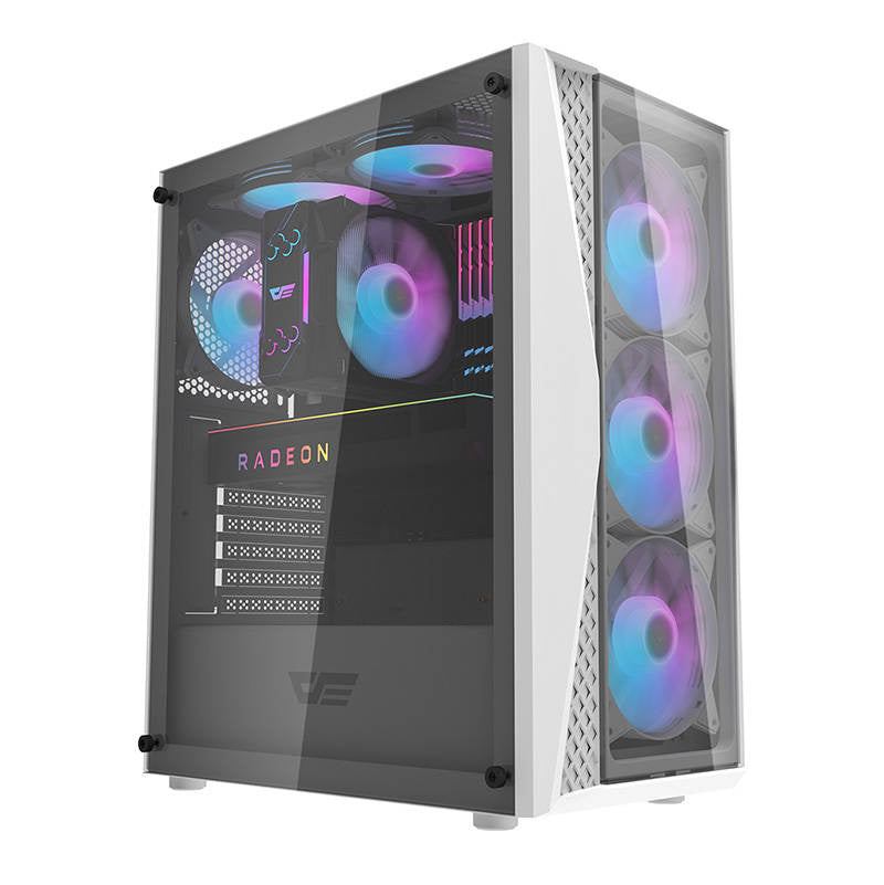 Darkflash DK352 Plus θήκη υπολογιστή (μαύρο και λευκό) + 4 ανεμιστήρες ARGB