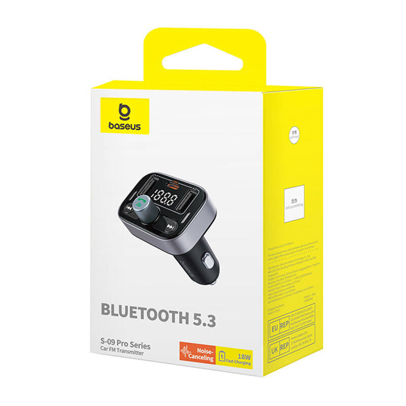 Baseus Transmitter/Φορτιστής Αυτοκινήτου S-09 Pro, Bluetooth (Μαύρο)