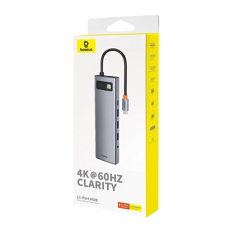 Baseus Docking Station 11σε1 StarJoy Metal Glam Series, USB-C σε HDMI +VGA + 3 x USB 3.0 + USB 2.0+USB-C PD + RJ45 + SD/TF +3.5mm (Γκρι)