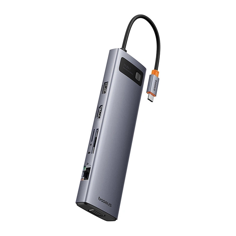 Baseus Docking Station 11σε1 StarJoy Metal Glam Series, USB-C σε HDMI +VGA + 3 x USB 3.0 + USB 2.0+USB-C PD + RJ45 + SD/TF +3.5mm (Γκρι)