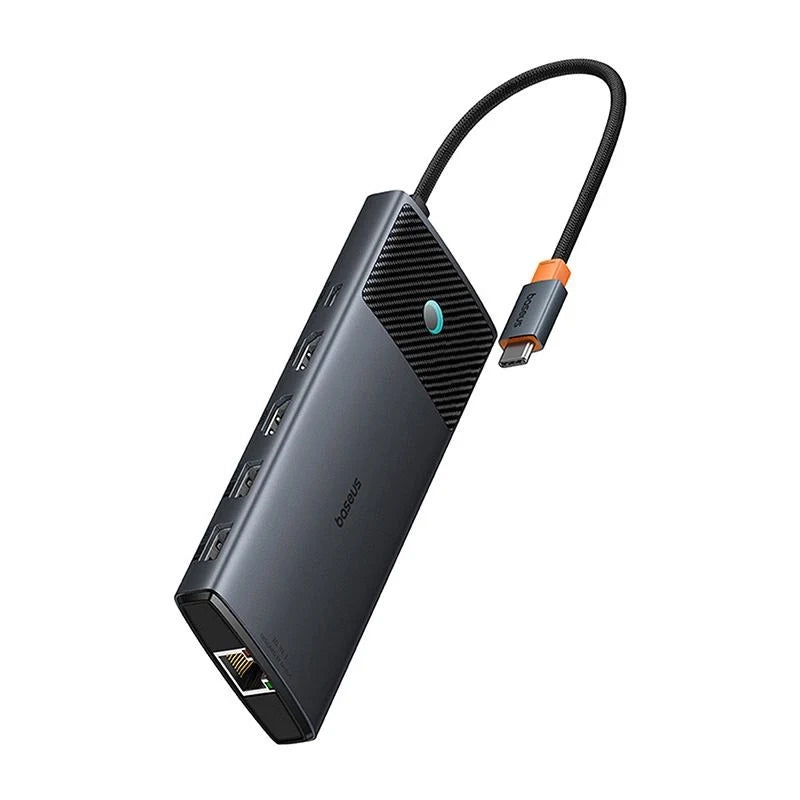Baseus Docking Station 10σε1 USB-C σε 2xHDMI, 3xUSB-A, USB-C, RJ45, SD/TF, PD (Μαύρο)