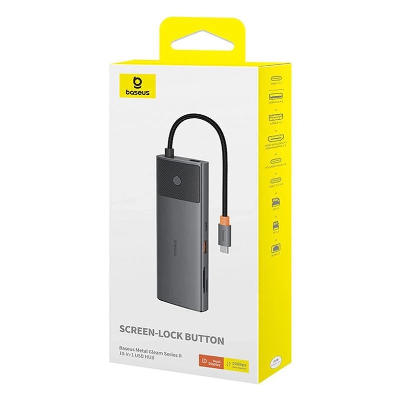 Baseus Docking Station 10σε1 USB-C σε 2xHDMI, 3xUSB-A, USB-C, RJ45, SD/TF, PD (Μαύρο)