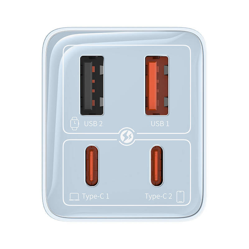 Baseus GAN6 Pro Fast Charger, 2xUSB-C + 2xUSB, 65W (blue)