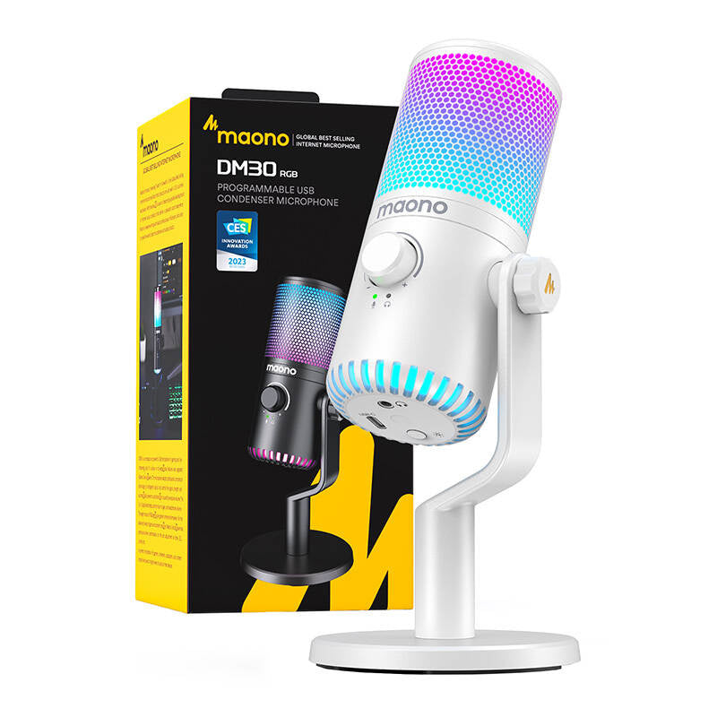 Maono Μικρόφωνο Gaming DM30RGB (Λευκό)