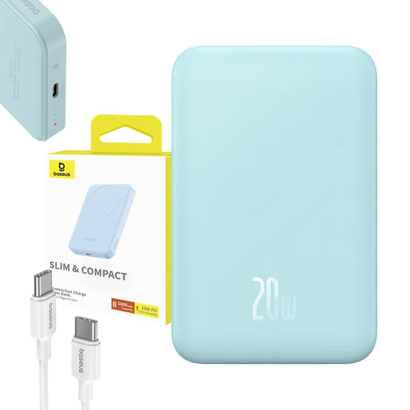 Baseus Powerbank Magnetic Mini 5000mAh, USB-C 20W (Γαλάζιο)