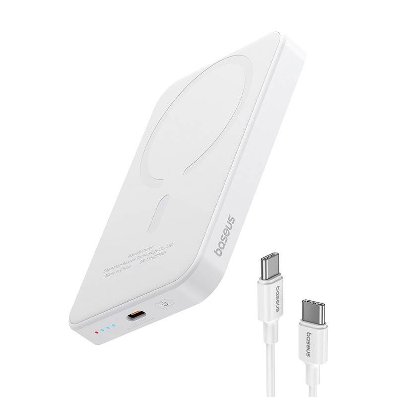 Baseus Powerbank Magnetic Mini 5000mAh, USB-C 20W (Λευκό)