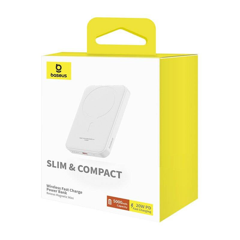 Baseus Powerbank Magnetic Mini 5000mAh, USB-C 20W (Λευκό)