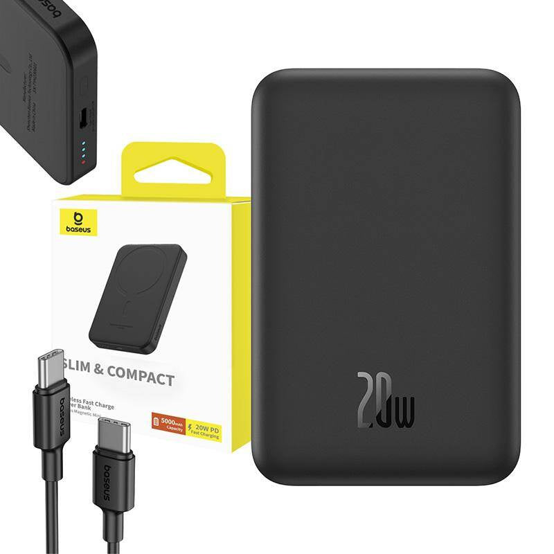 Baseus Powerbank Magnetic Mini 5000mAh, USB-C 20W (Μαύρο)