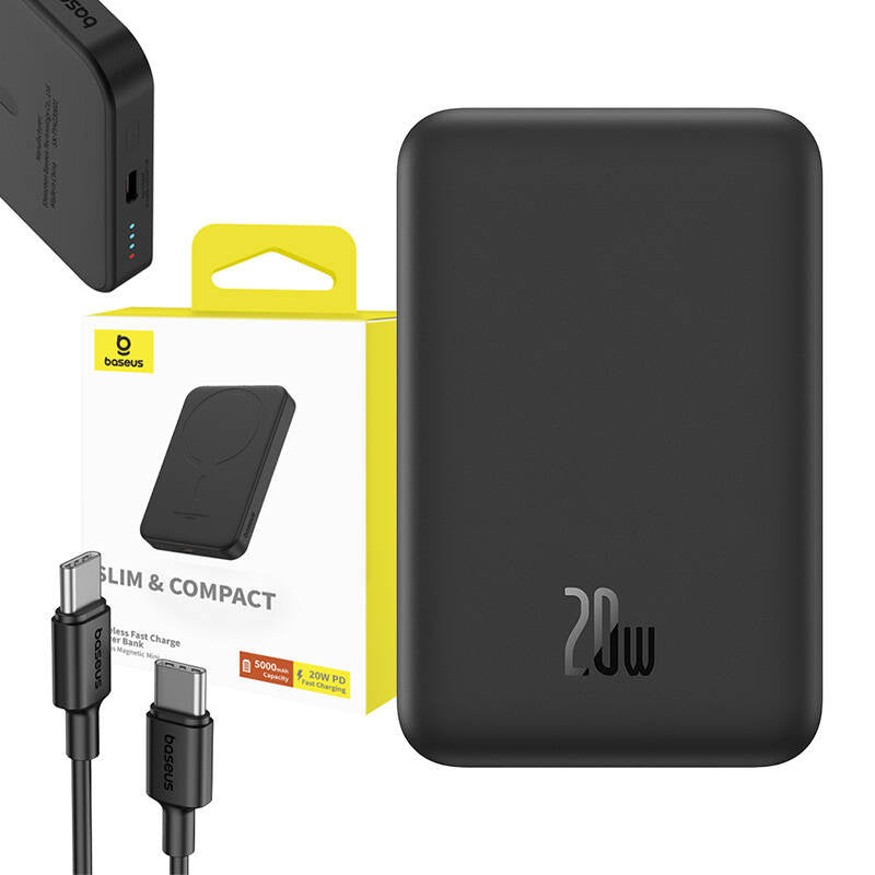 Baseus Powerbank Magnetic Mini 5000mAh, USB-C 20W (Μαύρο)