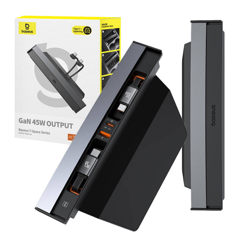 Baseus Hub T-Space με Καλώδια USB-C σε USB-C για Αυτοκίνητα Tesla (Μαύρο)