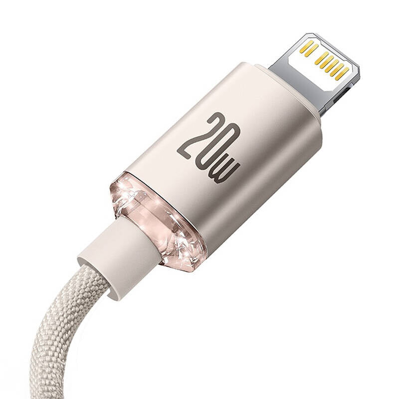 Baseus Crystal Shine USB-C to iP cable, 20W, 1.2m (pink)
