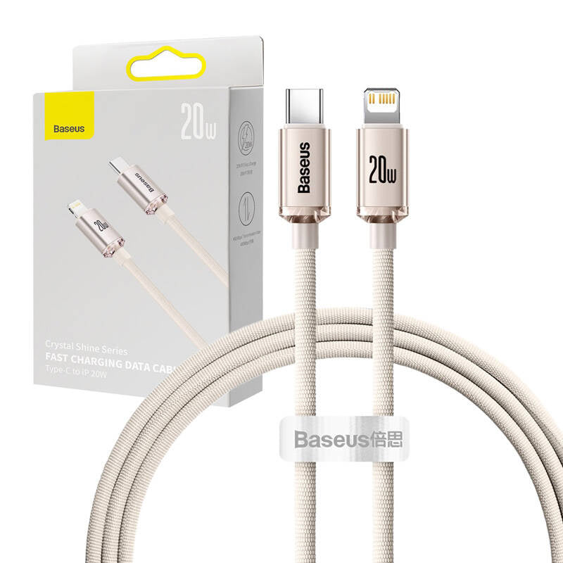 Baseus Crystal Shine USB-C to iP cable, 20W, 1.2m (pink)