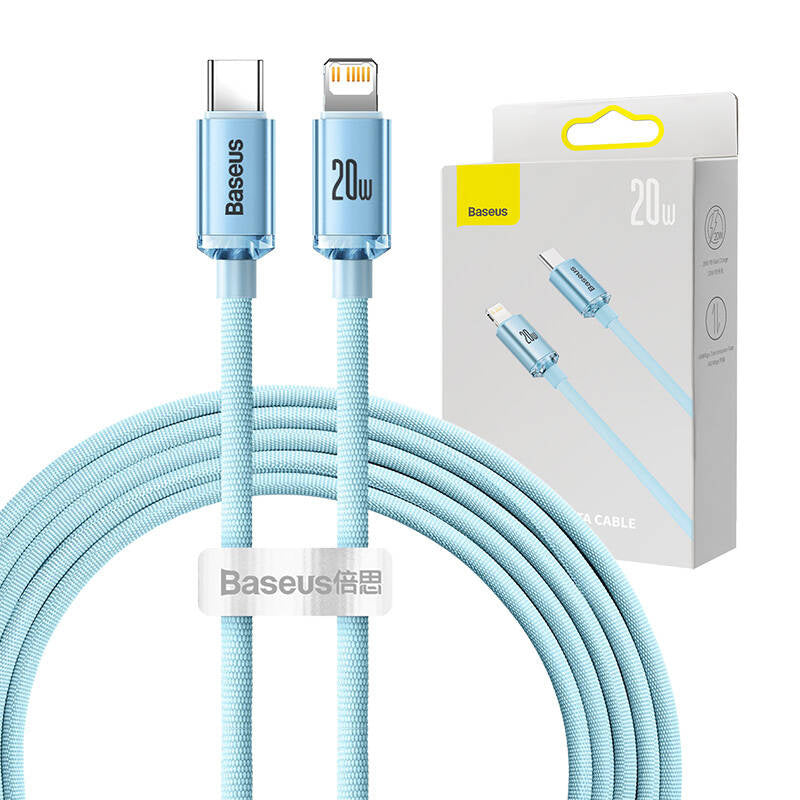 Baseus Crystal Shine USB-C to iP cable, 20W, 2m (blue)