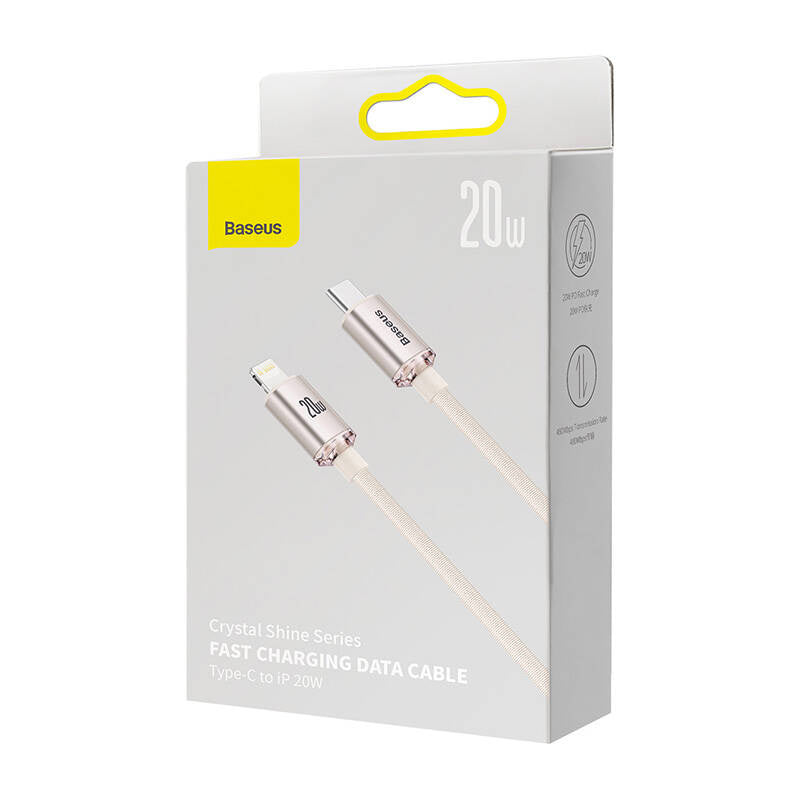 Baseus Crystal Shine USB-C to iP cable, 20W, 2m (pink)