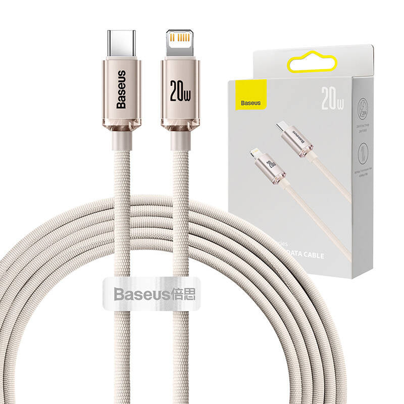 Baseus Crystal Shine USB-C to iP cable, 20W, 2m (pink)