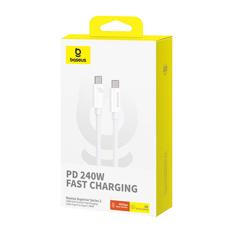 Baseus Superior Series 2 USB-C to USB-C USB4 cable, 240W, 1m (white)