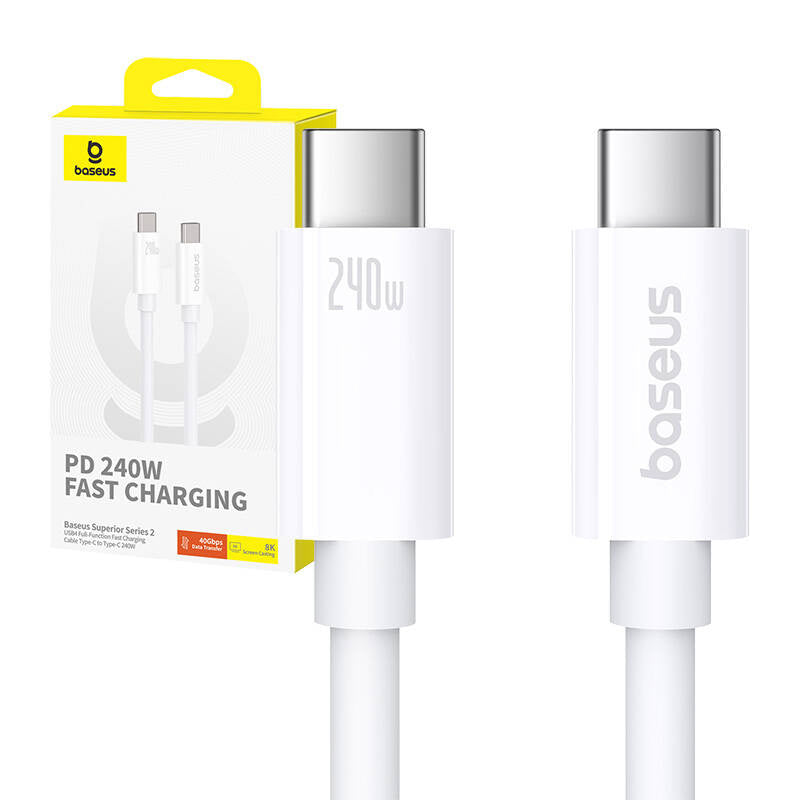 Baseus Superior Series 2 USB-C to USB-C USB4 cable, 240W, 1m (white)