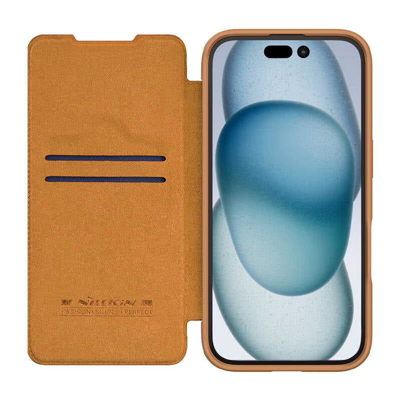 Nillkin Qin Prop Leather Case iPhone 16 (brown)