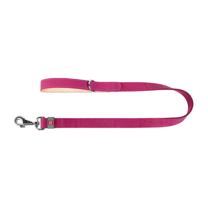 Natural leather dog leash WAUDOG W. 25mm, lgth. 122cm pink