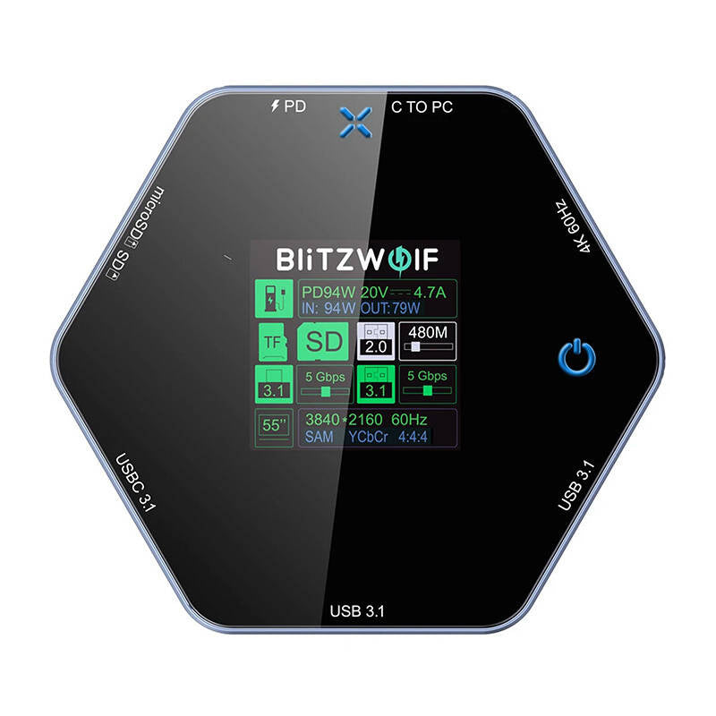 Docking Station 8-in-1 Blitzwolf BW-TH16 USB 100W LCD Smart Display
